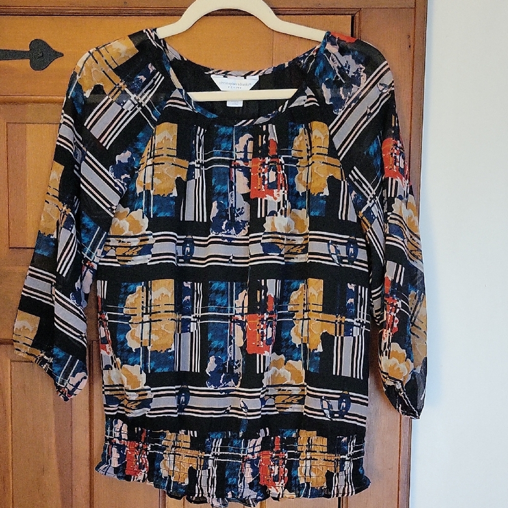 CHRISTOPHER & BANKS Retro Multicolor Windowpane Blouse - Picture 8 of 10